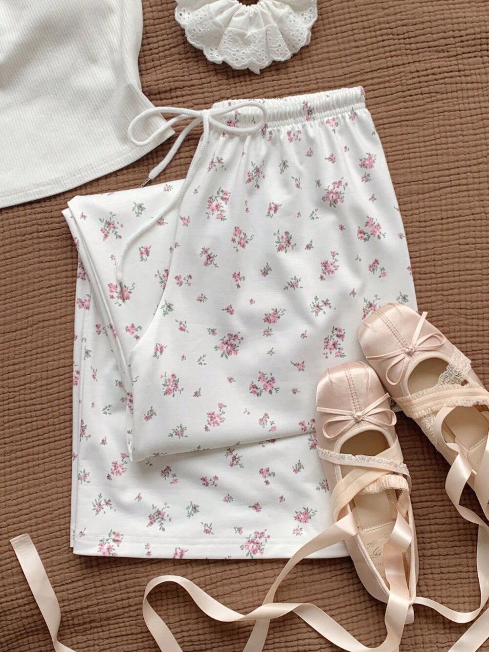 Multicolor Boho Women's Drawstring Waist Floral Print Casual Sweatpants - Picture 6 of 7